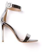 Gianvito Rossi Silver Cracked Portofino Sandals - Lyst