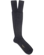 Ermenegildo Zegna Dark Gray Cotton Knee Socks - Lyst