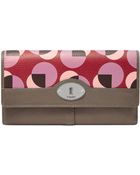 Fossil Marlow Printed Leather Flap Clutch Wallet - Lyst