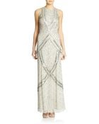 Aidan Mattox Sheer-Back Halter Gown - Lyst
