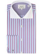 Ted Baker Tailored Fit Purple Double Cuff Striped Shirt - Lyst
