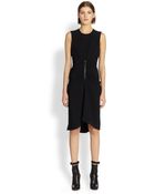 Reed Krakoff Ruched Leather-Accent Dress - Lyst