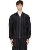 3.1 Phillip Lim Navy Striped Bomber Jacket - Lyst