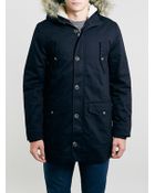 Topman Navy Heavyweight Hooded Parka - Lyst