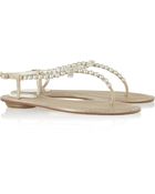 Rene Caovilla Embellished Leather Sandals - Lyst