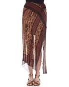 Donna Karan New York Mid-Calf Printed Scarf Skirt - Lyst