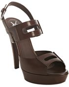 Saint Laurent Sienna Cut-out Leather Platform Sandals - Lyst