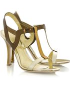 Sergio Rossi Metallic Leather Sandals - Lyst