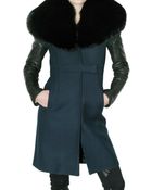 Givenchy Double Cloth Leather and Fox Coat - Lyst