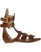 Chloé Suede Gladiator Flats - Lyst