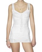 Dolce & Gabbana Linen Canvas Lace Bustier Dress - Lyst