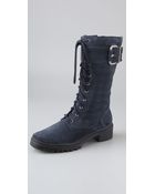 7 For All Mankind Gingerly Suede Combat Boots - Lyst