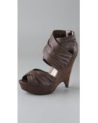 Pelle Moda Griffin Draped Wedge Sandals - Lyst