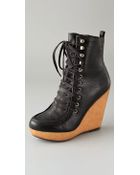 Steven By Steve Madden Narri Lace Up Wedge Booties - Lyst