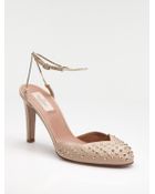 Valentino Studded Ankle-strap Slide Pumps - Lyst