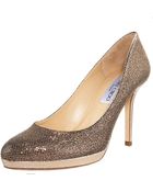 Jimmy Choo Glittered Platform Pump, Bronze - Lyst