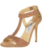 Jimmy Choo Crystal-suede T-strap Sandal - Lyst