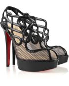 Christian Louboutin Brandaplato 140 Leather and Mesh Sandals - Lyst