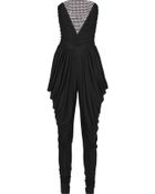 Balmain Strapless Jersey Jumpsuit - Lyst