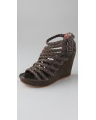 Sigerson Morrison Suede Braided Wedge Sandals - Lyst