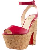 Christian Louboutin Patent & Cork Platform Sandal - Lyst