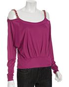 D&G Magenta Chain Detail Open Shoulder Top - Lyst