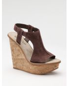 Elizabeth And James Cutout Suede Cork Wedge Sandals - Lyst