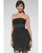 Sue Wong Ostrich Feather Short Dress in Black - Lyst