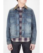 Edwin Vintage Wash Cord Collar Denim Work Jacket - Lyst