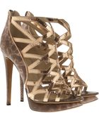 Nicholas Kirkwood Metallic Lattice and Snakeskin Sandals - Lyst