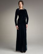 Lanvin Velvet Blouson Brooch Gown - Lyst