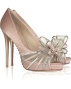 Valentino Bow-embellished Satin Sandals - Lyst