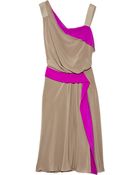 Alberta Ferretti Color-block Silk Crepe De Chine Dress - Lyst
