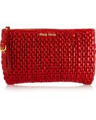 Miu Miu Matelassé Patent-leather Clutch - Lyst