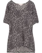 Rebecca Taylor Leopard-print Cotton-blend T-shirt - Lyst