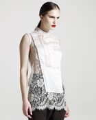 Givenchy Pintucked-bib Lace Blouse - Lyst
