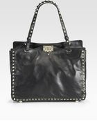 Valentino Rockstud Small Leather Tote Bag - Lyst