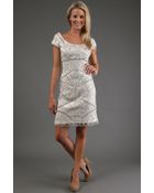 Sue Wong Cap Sleeve Short Dress in Ivory - Lyst