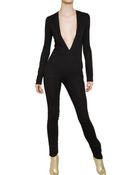Balmain Deep V-neck Viscose Jersey Jumpsuit - Lyst