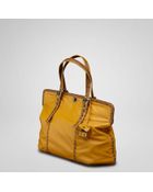 Bottega Veneta Resina Plume Leather Karung Bag - Lyst