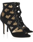 Jimmy Choo Flaxman Suede Cage Sandals - Lyst