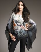 Roberto Cavalli Floral-print Ombre Chiffon Poncho - Lyst