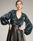 Saint Laurent Printed Satin Blouse - Lyst