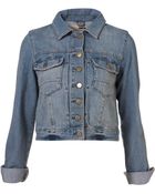 Moto Bleach Wash Western Style Denim Jacket - Lyst