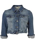 Moto Indigo Denim 3 4 Sleeve Crop Jacket - Lyst