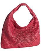Bottega Veneta Magenta Leather Intrecciato Plisse Maxi Hobo - Lyst