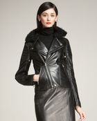 Ralph Lauren Collection Shearling-collar Motorcycle Jacket - Lyst