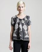 Joie Ines Medallion-print Silk Blouse - Lyst