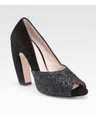 Miu Miu Glitter and Suede Pumps - Lyst