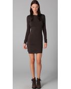 T By Alexander Wang Curved Long Sleeve Draped Dress - Lyst